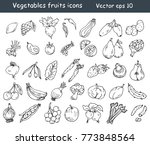 vegetables fruits icons set.... | Shutterstock .eps vector #773848564