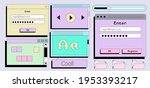 set of flat retrowave ui and ux ... | Shutterstock .eps vector #1953393217
