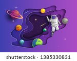 paper art style of astronaut in ... | Shutterstock .eps vector #1385330831