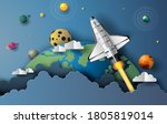 paper art style of the space... | Shutterstock .eps vector #1805819014