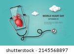 world heart day banner  heart... | Shutterstock .eps vector #2145568897