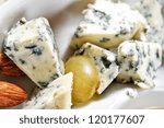 Close up of Danish blue cheese pieces.