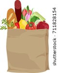 paper bag with food | Shutterstock .eps vector #711828154