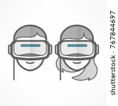 people in virtual reality... | Shutterstock .eps vector #767844697