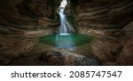 Waterfall Inside A Cave In The...