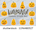 halloween pumpkins stiker pack... | Shutterstock .eps vector #1196480527