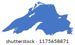 Schematic map of Lake Superior, Great Lakes, vector illustration