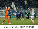 Small photo of Italy, Milan, dec 1 2021: fc Inter players incite each other in center field before kick-off during football match FC INTER vs SPEZIA, Serie A 2021-2022 day15 at San Siro stadium