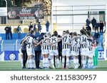 Small photo of Italy, Lecco, jan 30 2022: Juventus players and staff incite each other in center field at the end of football match FC INTER vs JUVENTUS, QF 1st leg Women Coppa Italia at Lecco stadium