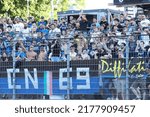 Small photo of Switzerland, Lugano, july 12 2022: fc Inter supporters incite the team in the stands in the second half during football game FC LUGANO vs FC INTER, friendly match at Cornaredo stadium