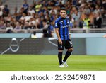 Small photo of Italy, Milan, aug 20 2022: Lautaro Martinez (fc Inter striker) waiting for a goalkeeper-kick in the first half during soccer game FC INTER vs SPEZIA, Serie A 2022-2023 day2 San Siro stadium