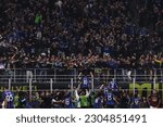 Small photo of Italy, Milan, may 16 2023: Lautaro Martinez (FC Inter striker) scores and celebrates the 1-0 goal at 74' during soccer game FC Inter vs AC Milan, SF 2nd leg UCL 2022-2023 San Siro stadium