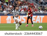 Small photo of Italy, Milan, september 19 2023: Bruno Guimaraes (Newcastle Utd midfielder) pass shot in back court in first half during soccer game AC Milan vs Newcastle United, UCL 2023-2024 - Group F matchday 1