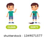 antonyms concept  dirty and... | Shutterstock .eps vector #1349071577