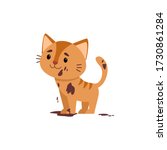 dirty cat flat vector color... | Shutterstock .eps vector #1730861284