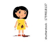 sad dirty little girl. unhappy... | Shutterstock .eps vector #1759818137