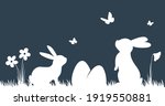 Vector Silhouette Rabbits On...