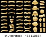 banner gold vector icon set on... | Shutterstock .eps vector #486110884