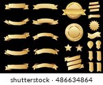banner gold vector icon set on... | Shutterstock .eps vector #486634864