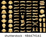 ribbon gold vector icon on... | Shutterstock .eps vector #486674161