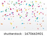 many falling colorful confetti... | Shutterstock .eps vector #1670663401