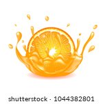 orange with liquid splash on... | Shutterstock .eps vector #1044382801
