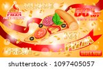 fresh pizza ad poster ... | Shutterstock .eps vector #1097405057