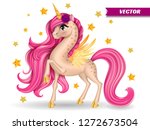 pony unicorn with flower  big... | Shutterstock .eps vector #1272673504