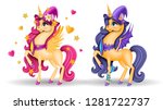 set of 3d pony unicorn with... | Shutterstock .eps vector #1281722737