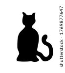 image of a black sitting cat on ... | Shutterstock . vector #1769877647