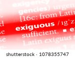 Small photo of exiguous word in a dictionary. exiguous concept