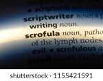 Small photo of scrofula word in a dictionary. scrofula concept.