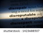 Small photo of disreputable word in a dictionary. disreputable concept.