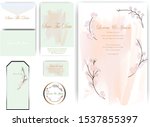 pink flower and feather wedding ... | Shutterstock .eps vector #1537855397