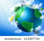 Green Planet Earth With Solar...