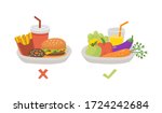 healthy and unhealthy food.... | Shutterstock .eps vector #1724242684