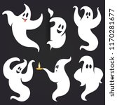 funny halloween ghost set in... | Shutterstock .eps vector #1170281677