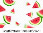 falling fresh ripe watermelon... | Shutterstock .eps vector #2018392964