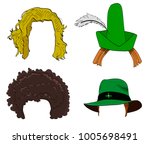 vector cartoon doodle set of... | Shutterstock .eps vector #1005698491