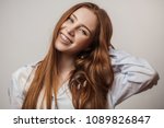 Happy Young Red Haired Woman In ...