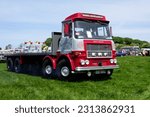 Small photo of 29th May 2023- A classic ERF lorry, powered by a Gardner 180 diesel engine, being driven at a vintage vehicle show near Newcastle Emlyn, Ceredigion, Wales, UK.