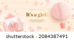 baby shower horizontal banner... | Shutterstock .eps vector #2084387491