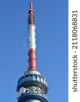 Small photo of BUDAPEST, HUNGARY - January 23, 2022: Highest TV tower in HUngary at Kekesteto at 1014 meters above sea level