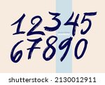 brush stroke alphabet numbers... | Shutterstock .eps vector #2130012911