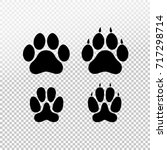 Dog Or Cat Set Paw Print Flat...