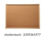 Small photo of Blank cork board mock up on isolated white background for memo or notice board