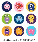 cute vector monster stickers or ... | Shutterstock .eps vector #1113305687