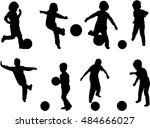 set of silhouettes of young... | Shutterstock .eps vector #484666027