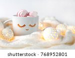 white cup with cocoa and... | Shutterstock . vector #768952801
