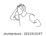 shocked man in continuous line... | Shutterstock .eps vector #2012313197
